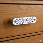 wooden Red & Blue Bone Inlay Handle