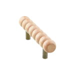 Wooden Beaded Door Knob Pull Handle, Natural Wood Finish, Rustic Style, with Brass Metal Posts - Image 4