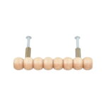 Wooden Beaded Door Knob Pull Handle, Natural Wood Finish, Rustic Style, with Brass Metal Posts - Image 3