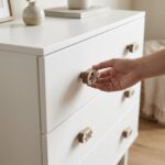 Wooden Drawer Knob with Floral Cut-Out Design, White and Natural Wood Finish, for Cabinets, Drawers and Wardrobes - Image 3