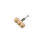 Wooden Cabinet Knob, Triple Ball Design, Natural Wood Finish with Metal Post