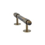 Aurelia Cabinet Handle, Natural Horn Bar with Antique Brass Hardware, - Image 2