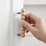 Wooden Beaded Door Knob Pull Handle, Natural Wood Finish, Rustic Style, with Brass Metal Posts - Image 2