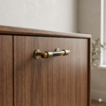 Aurelia Cabinet Handle, Natural Horn Bar with Antique Brass Hardware, - Image 4
